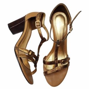Jean-Louis Scherrer | Bronze T Strap Sandals 6